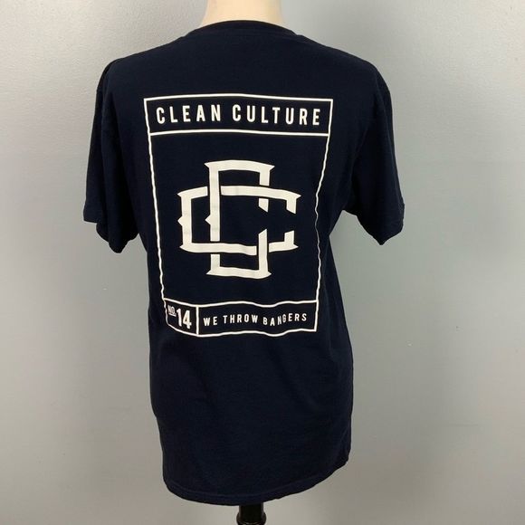 Clean Culture Navy Blue logo Graphic T Shirt - Picture 3 of 6